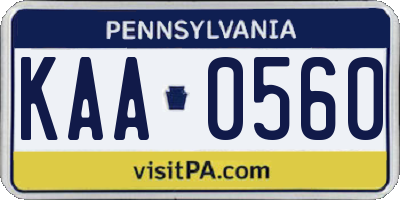 PA license plate KAA0560