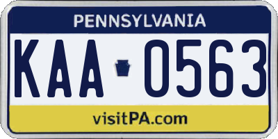 PA license plate KAA0563