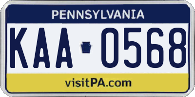 PA license plate KAA0568