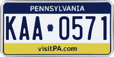 PA license plate KAA0571