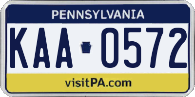 PA license plate KAA0572