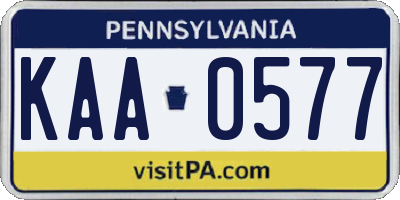 PA license plate KAA0577