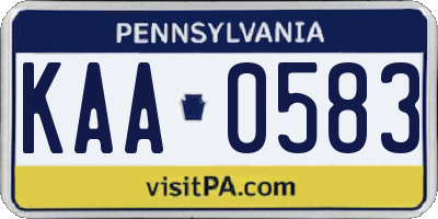 PA license plate KAA0583