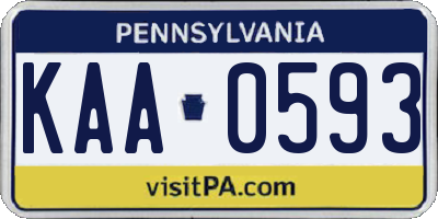 PA license plate KAA0593