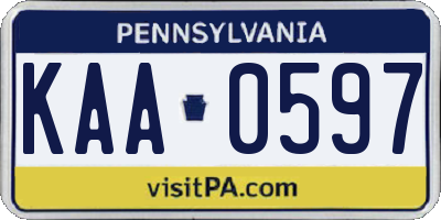 PA license plate KAA0597