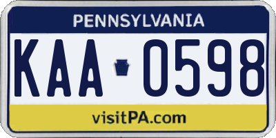 PA license plate KAA0598