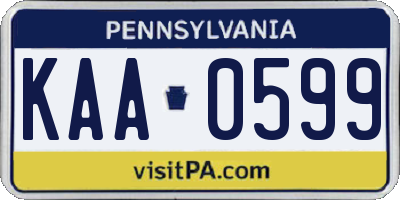 PA license plate KAA0599