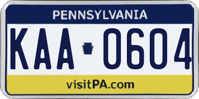 PA license plate KAA0604