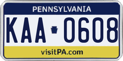 PA license plate KAA0608