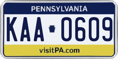 PA license plate KAA0609