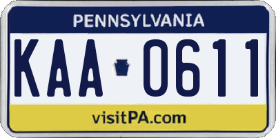 PA license plate KAA0611