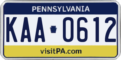 PA license plate KAA0612
