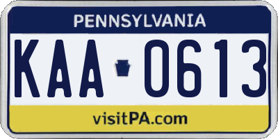 PA license plate KAA0613