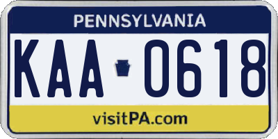 PA license plate KAA0618