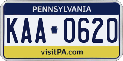 PA license plate KAA0620