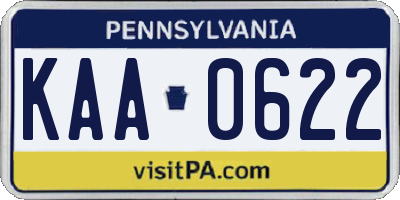 PA license plate KAA0622