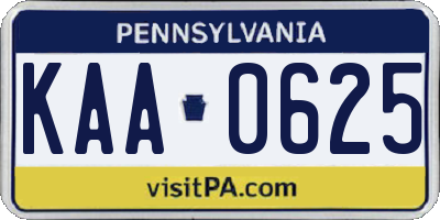 PA license plate KAA0625