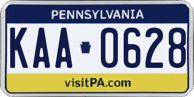 PA license plate KAA0628