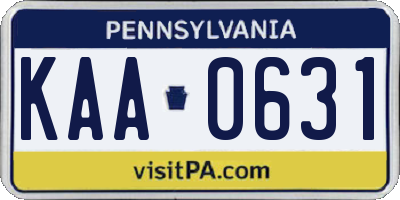 PA license plate KAA0631