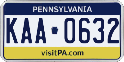 PA license plate KAA0632