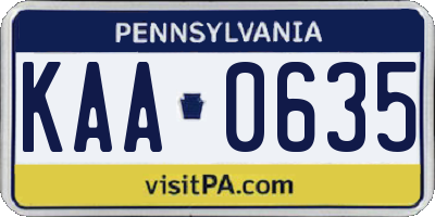 PA license plate KAA0635
