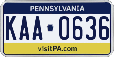 PA license plate KAA0636