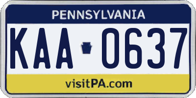 PA license plate KAA0637