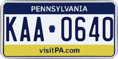 PA license plate KAA0640