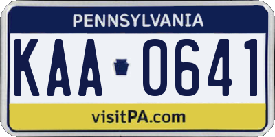 PA license plate KAA0641