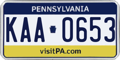 PA license plate KAA0653