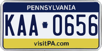 PA license plate KAA0656