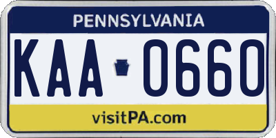 PA license plate KAA0660
