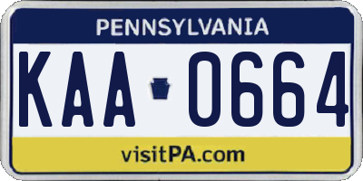 PA license plate KAA0664