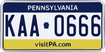 PA license plate KAA0666