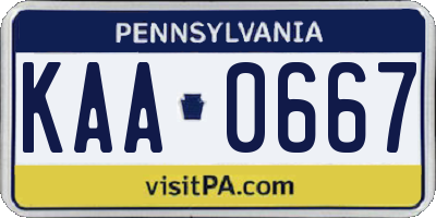 PA license plate KAA0667