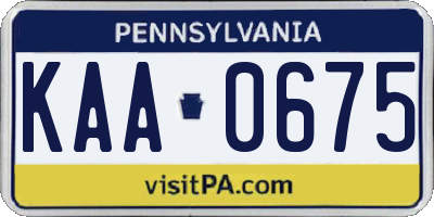 PA license plate KAA0675
