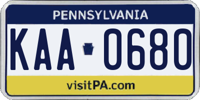 PA license plate KAA0680