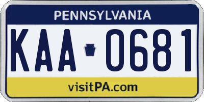 PA license plate KAA0681
