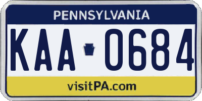 PA license plate KAA0684