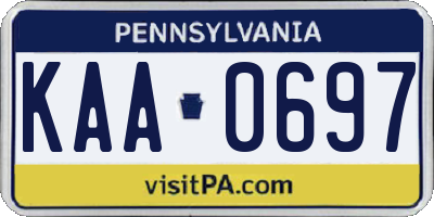 PA license plate KAA0697