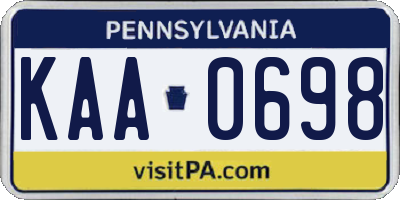 PA license plate KAA0698