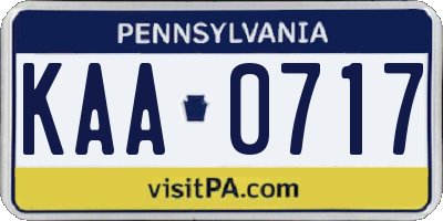 PA license plate KAA0717
