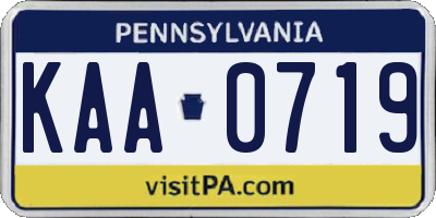 PA license plate KAA0719