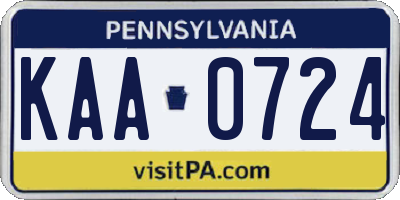 PA license plate KAA0724