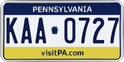 PA license plate KAA0727