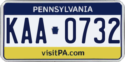 PA license plate KAA0732