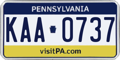 PA license plate KAA0737