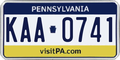 PA license plate KAA0741