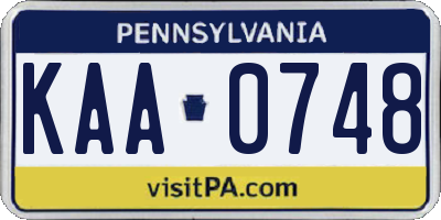 PA license plate KAA0748