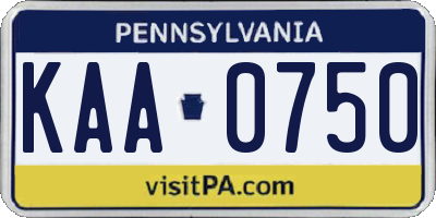 PA license plate KAA0750